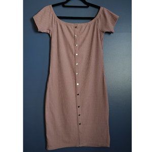 Say What? Large-ribbed Dusty Lilac Purple Midi Dress